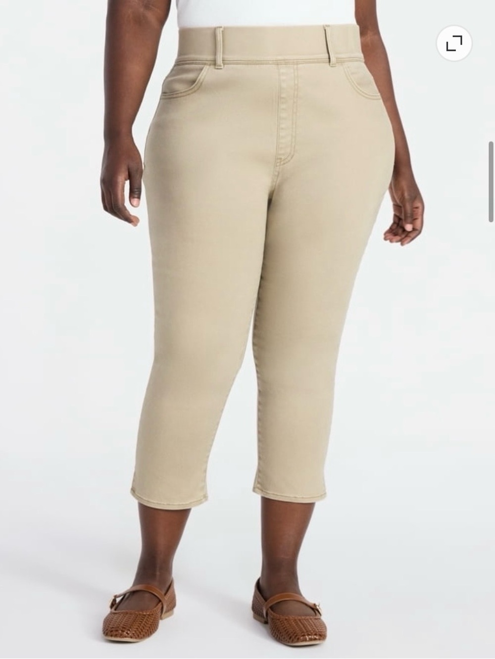 Terra & Sky Women's Plus Pull-On High Rise Capri Jegging, Size 0x (14w) Beige